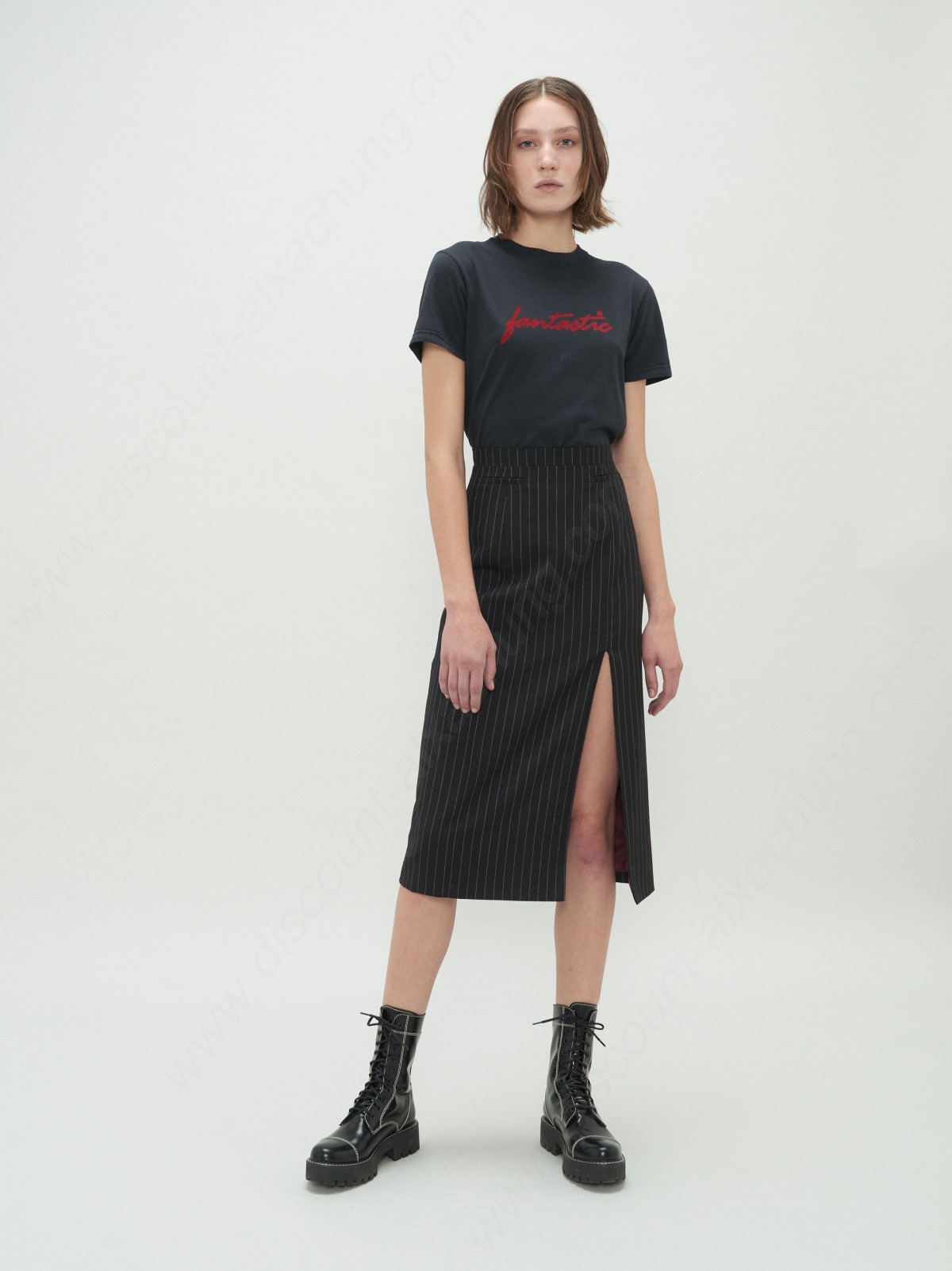 Alexachung Pinstripe Slit Front Pencil Skirt - -1