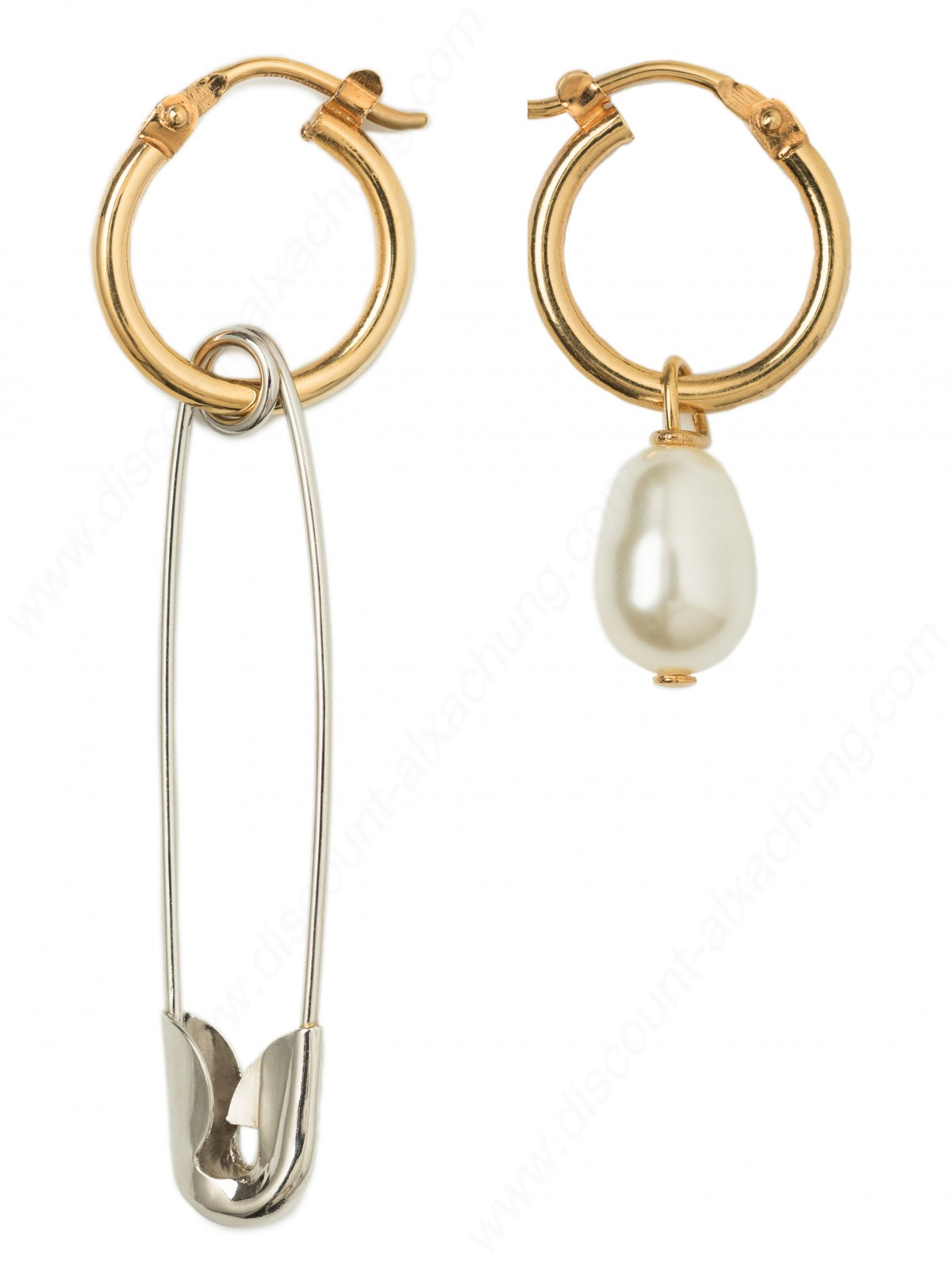 Alexachung Safety Pin + Pearl Hoop Earrings - -1
