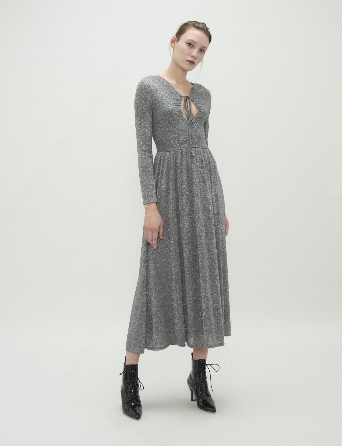 Alexachung Silver Lurex Key Hole Maxi Dress - -2