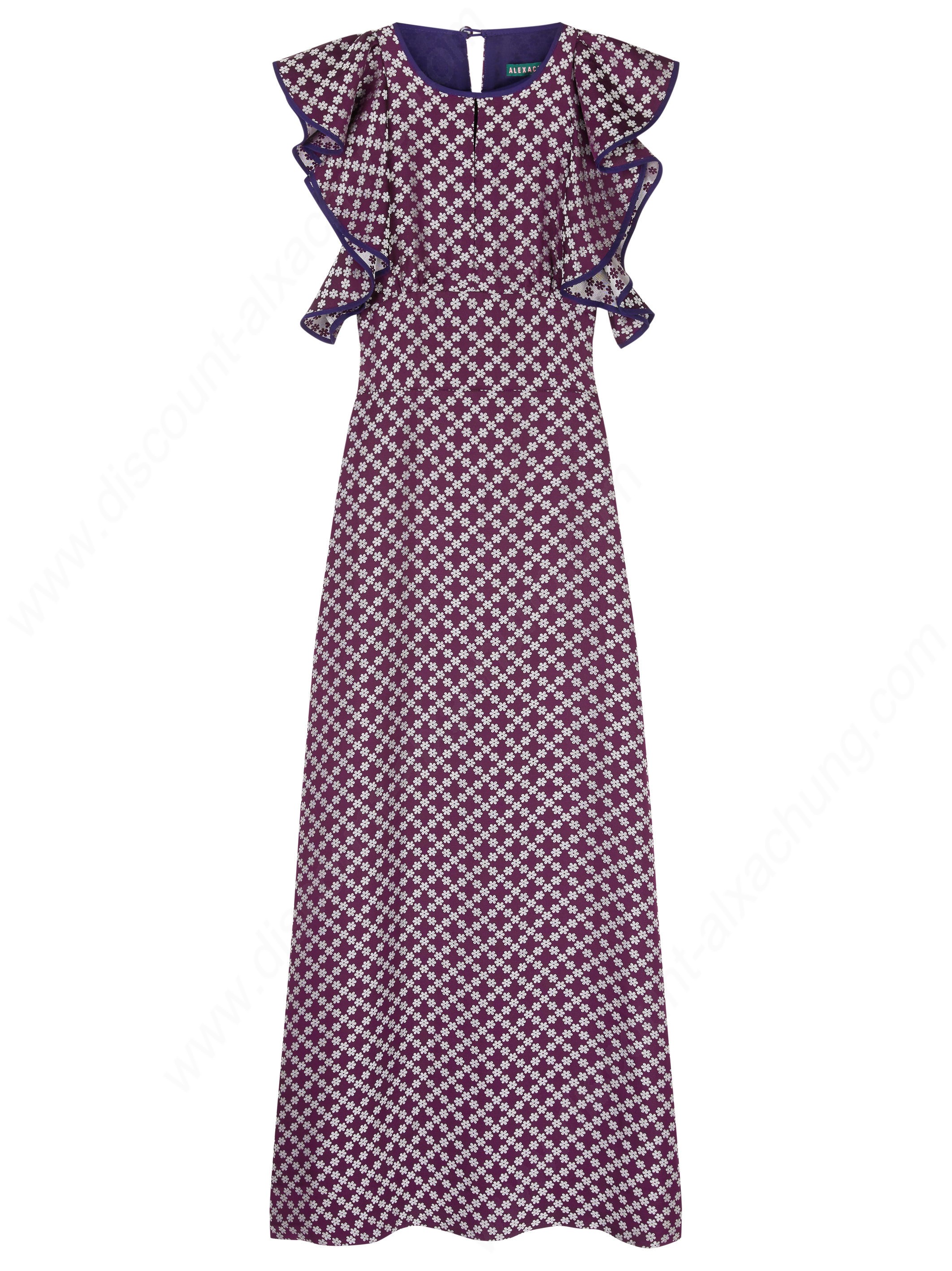 Alexachung Ruffle Detail Aubergine Dress - Alexachung Ruffle Detail Aubergine Dress