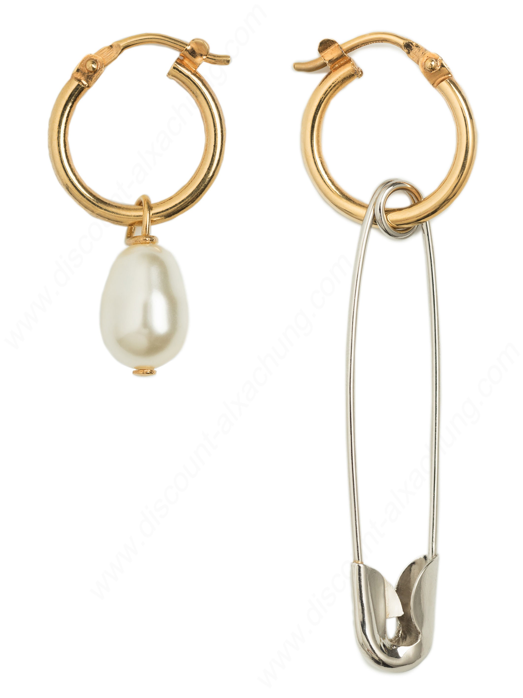 Alexachung Safety Pin + Pearl Hoop Earrings - Alexachung Safety Pin + Pearl Hoop Earrings