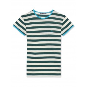 Alexachung Bottle Green Contrast Stripy Short Sleeve T-Shirts