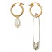 Alexachung Safety Pin + Pearl Hoop Earrings